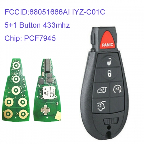 MK310029 5+1 Button 434MHZ Smart Remote Key for Jeep Grand Cherokee Dodge C-hrysler PCF7945 Chip 68051666AI IYZ-C01C Keyless Go