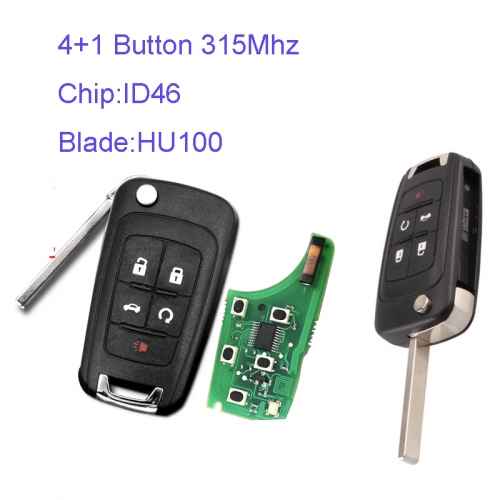 MK270015 4+1 Button 315Mhz Flip Key for Buick Chevrolet with ID46 Chip HU100 key blade Auto Car Key Fob V27 01080514