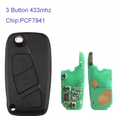 MK330009 3 Button 433mhz FSK Flip Remote Key for Fiat Panda 2007 2008 2009 2010 2011 2012 with PCF7941 Transponde Folding Car Key