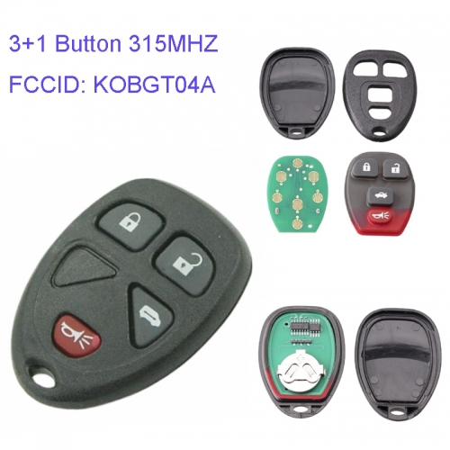 MK290005 3+1 Button 315MHZ Remote Key Control for GMC KOBGT04A USA Remote Car Key Fob