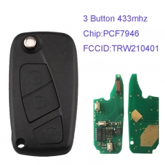 MK330008 3 Button 433mhz Flip Remote Key for Fiat Doblo Ducato with PCF7946 Transponder TRW210401 3811 Folding Car Key