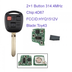 MK190078 2+1 Button 314.4MHz Remote Key Control for T-oyota Land Cruiser 2003-2007 HYQ1512V with 4D67 Chip