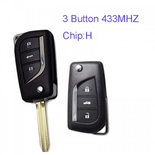 MK190103 3 Button 433MHZ Flip Remote Key for T-oyota Corolla with H chip Auto Car Key Fob