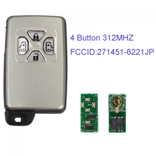 MK190086 4 Button 312MHZ Smart Key for T-oyota Number 271451-6221JP Keyless Go Proximity Key