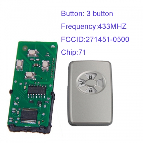MK190089 3 Button 433MHZ Smart Key for T-oyota Part Number 271451-0500 Keyless Go Proximity Key