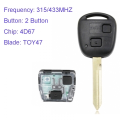 MK190062 2 Button 315 Mhz/433MHZ Head Key Remote Key for T-oyota with 4d67 Chip and TOY47 Blade Car Key Fob