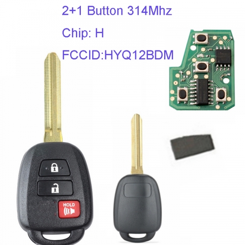 MK190083 2+1 Button 314Mhz Remote Key Chip for T-oyota Rav4 2013-2015 with H Chip FCCID HYQ12BDM