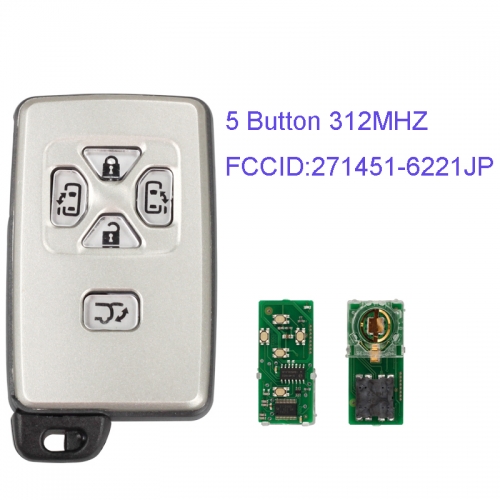 MK190087 5Button 312MHZ Smart Key for T-oyota Number 271451-6221JP Keyless Go Proximity Key