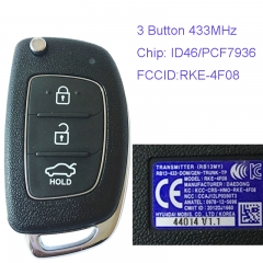 MK140039 3 Button 433MHz Remote Control Flip Folding Key for H-yundai ACCENT 2011-2018 Car Key Fob RKE-4F08 with ID46 Chip