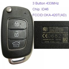 MK140044 3 Button 433MHz Remote Control Flip Folding Key for H-yundai Elantra Car Key Fob OKA-420T(AD)