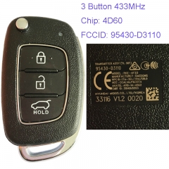 MK140064 3 Button 433MHz Remote Control Flip Key 4D60 Chip for H-yundai Tucson 2015 + Remote FCCID 95430-D3110