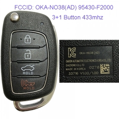 MK140074 3+1 Button 433mhz Remote Control Flip Key for H-yundai Elantra Remote OKA-NO38(AD) 95430-F2000 Auto Car Key Fob