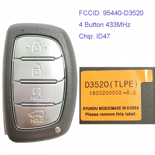 MK140105 4 Button 433MHz Smart Key for H-yundai Tucson 2019-2020 Car Key Fob Remote 95440-D3520