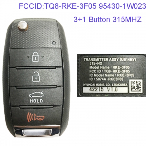MK130054 3+1 Button 315MHZ Folding Flip Remote Key Fob for Kia Rio  2014 -2015 Car Key Fob TQ8-RKE-3F05 95430-1W023