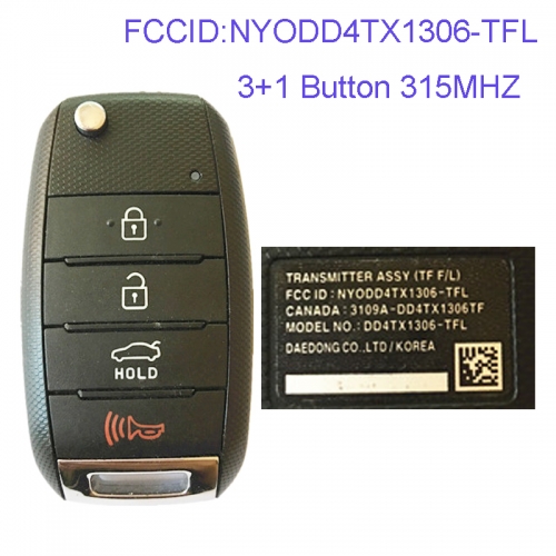 MK130033 3+1 Button 315MHZ Folding Flip Remote Key Fob for Optima Car Key Fob NYODD4TX1306-TFL 95430-2T560