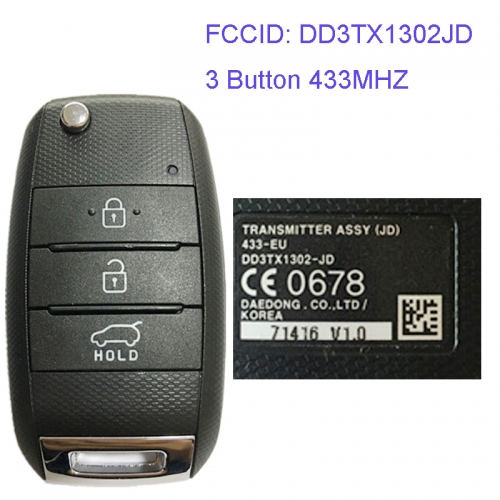 MK130042 3 Button 433MHZ Folding Flip Remote Key Fob for Kia Ceed Pro Ceed 2012-2015 Car Key Fob DD3TX1302JD 433-EU DD3TX1302-JD