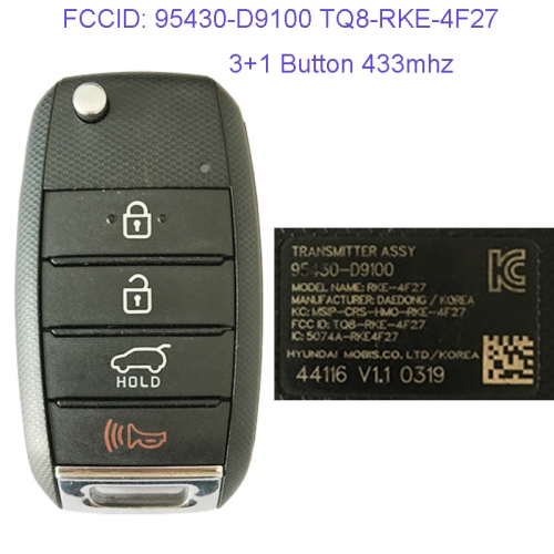 MK130061 3+1 Button 433mhz Folding Flip Remote Key Fob for Kia Sportage 2017 Car Key Fob 95430-D9100 TQ8-RKE-4F27