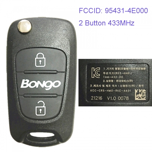 MK130017 2 Button 433MHz Folding Flip Remote Key Fob for Kia Bongo Car Key Fob 95431-4E000