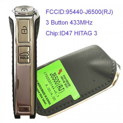 MK130095 3 Button 433MHz Smart Key for Kia 95440-J6500(RJ) ID47 Chip Car Key Fob Keyless Go