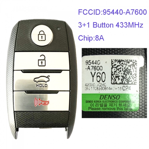 MK130086 3+1 Button 433MHz Smart Key for Kia Cerato 2016 2017 2018 95440-A7600 8A Chip Car Key Fob Keyless Go
