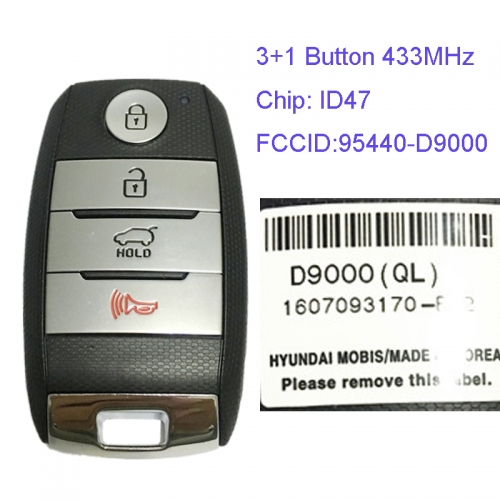 MK130080 3+1 Button 433MHz Smart Key for Kia Sportage 2016-2017 95440-D9000 ID47 Chip Car Key Fob Keyless Go TQ8-FOB-4F08