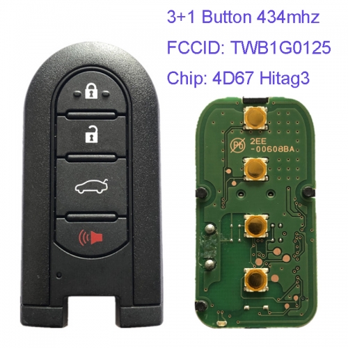 MK200003 3+1 Button 434mhz FSK Smart Key for Perodua TWB1G0125 4D67 HIATG 3 Chip Car Key Fob Smart Card