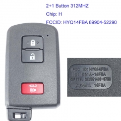 MK190153 2+1 Button 312mhz Smart Key Smart Card for T-oyota Prius RAV4 2012-2019 HYQ14FBA 89904-52290 Remote Keyless Go Proximity Key