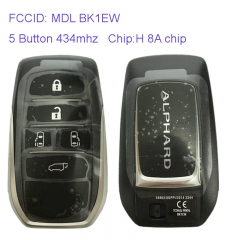 MK190137 5 Button 434mhz Smart Key Smart Card for T-oyota Alphard 2015 MDL BK1EW H 8A chip Remote Keyless Go Proximity Key 61E068-0010