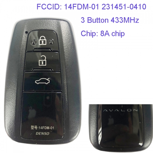 MK190117 3 Button 433MHz Smart Key for T-oyota Avalon 2019 Car Key Fob 14FDM-01 231451-0410 Remote Keyless Go Proximity Key