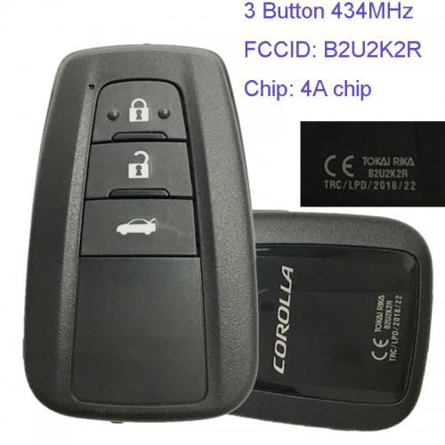 MK190115 3 Button 434MHz Smart Key for T-oyota Corolla Car Key Fob B2U2K2R Remote Keyless Go Proximity Key 61E466-0010