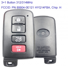 MK190162 3+1 Button 312/314MHz Smart Key Smart Card for T-oyota Highlander 2014-2019 PN 89904-0E121 HYQ14FBA Remote Keyless Go Proximity Key