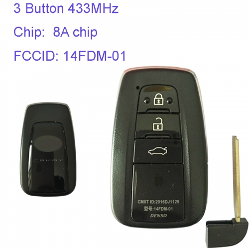 MK190112 3 Button 433MHz Smart Key for T-oyota  Camry 2018 Car Key Fob 14FDM-01 Remote Keyless Go Proximity Key 89904-33870