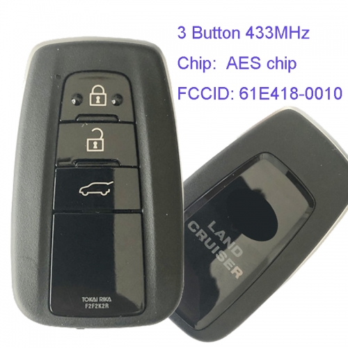 MK190113 3 Button 433MHz Smart Key for T-oyota  Land Cruiser Car Key Fob 61E418-0010 F43口 Remote Keyless Go Proximity Key