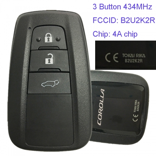 MK190116 3 Button 434MHz Smart Key for T-oyota Corolla B2U2K2R SUV Remote Keyless Go Proximity Key Control Car Key