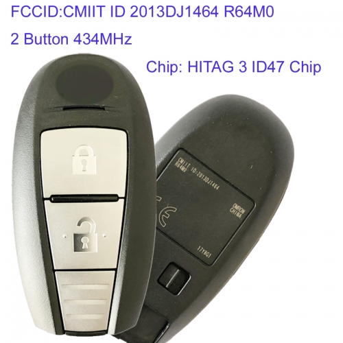 MK370018 2 Button 434MHz Smart Key for S-uzuki  SCross Vitara With ID47 Chip CMIIT ID 2013DJ1464 R64M0 Car Key Fob Proximity Remote Control