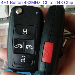 MK120082 4+1 Button 433MHz Flip Remoe Key for VW Chip Car Key Fob With ID48