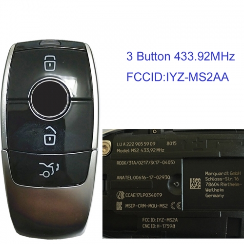 MK100032 3 Button 433.92MHz Smart Key for Mercedes W222 Keyless Go Proximity Key FCC:IYZ-MS2AA