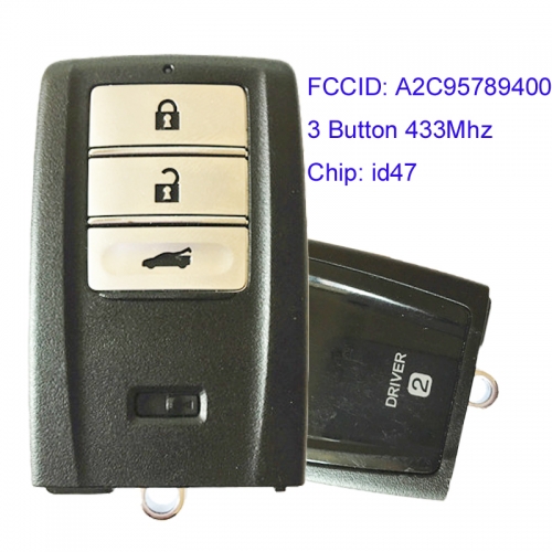 MK550004 3 Button 433Mhz Smart Key for H-onda Acura Auto Key Remote with id47 Chip FCCID A2C95789400 Keyless Go