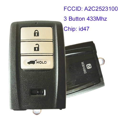 MK550006 3 Button 433Mhz Smart Key for H-onda Acura Auto Key Remote with id47 Chip FCCID A2C2523100 Keyless Go