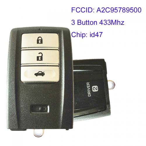 MK550005 3 Button 433Mhz Smart Key for H-onda Acura Auto Key Remote with id47 Chip FCCID A2C95789500 Keyless Go
