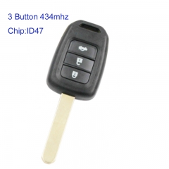 MK180129 3 Button 434mhz Head Key for H-onda City CIVIC Fit with ID47 Chip Remote Key Fob HLIK6-1T G