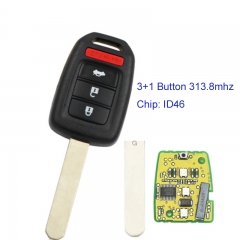 MK180127 3+1 Button 313.8mhz Head Key for H-onda 2013-2015 Accord Crosstour with ID46 Chip Remote Key Fob