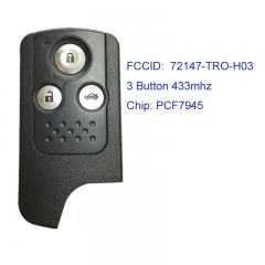 MK180125 3 Button 433mhz Smart Key Smart Card for H-onda Civic 72147-TRO-H03 with PCF7945 Chip Remote Key Keyless Go Entry