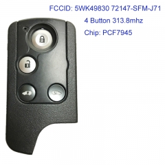 MK180126 4 Button 313.8mhz Smart Key Smart Card for H-onda 5WK49830 72147-SFM-J71 with PCF7945 Chip Remote Key Keyless Go Entry