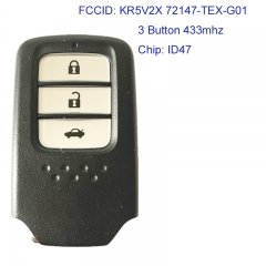 MK180123 3 Button 433mhz Smart Key for H-onda Fit City Jazz XRV Venzel HRV Civic KR5V2X 72147-TEX-G01 with ID47 Chip Remote Key Keyless Go