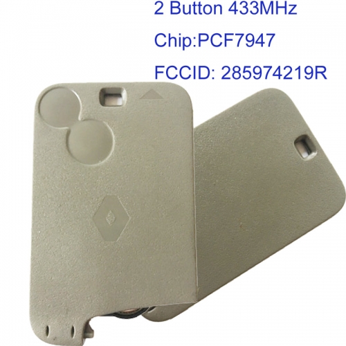 MK230030 2 Button 433MHz Smart Card Remote Key for R-enault Laguna 2001-2007 285974219R Car Key Fob With PCF7947 Chip