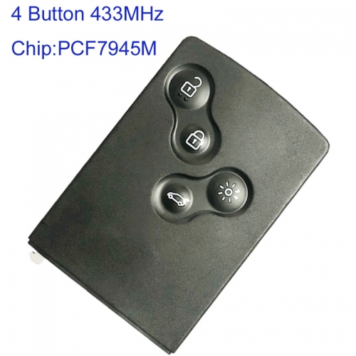 MK230035 4 Button 433MHz Smart Card Remote Key for R-enault CLIO Car Key Fob With PCF7945M AES Chip