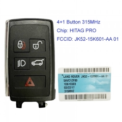 MK260023 4+1 Button 315MHz Smart Key for L-and rover Range Rover Sport PEPS(SUV) JK52-15K601-AA 01 Car Key Fob with HITAG PRO Chip