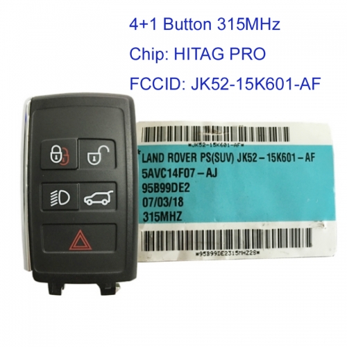 MK260022 4+1 Button 315MHz Smart Key for L-and rover Range Rover Sport PEPS(SUV) JK52-15K601-AF Car Key Fob with HITAG PRO Chip