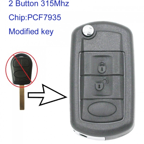 MK260016 2 Button 315Mhz Modified Flip Key Remote Key for L-and rover Discovery LR3 EWS System SPORT 2006-2009 Car Key Fob with PCF7935 Chip